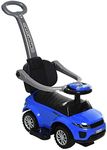 Aosom 2 in 1 Push Cars for Toddlers Kid Ride on Push Car Stroller Sliding Car with Horn Music Light Function Secure Bar Ride on Toy for Boy Girl 1-3 Years Old Blue