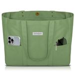 HOMESPON Large Canvas Tote Bag for Women Everything Bag with Pockets and Laptop Sleeve (Green)