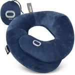 BCOZZY Organic Cotton Double Support Neck Pillow for Travel - 3 Ergonomic Positions for Head, Neck, and Chin Comfort - Ideal for Sleeping Upright on Flights, Cars, and at Home – X-Large, Navy