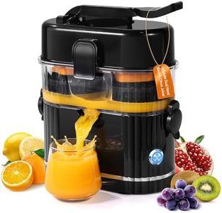 Amzpass Electric Orange Juicer, Dual-Head Citrus Juicer Squeezer with Power Cord & Cleaning Brush, Built-in Cutter, One-Touch Automatic Electric Juicer Machine for Orange, Lemon and Grapefruit, Black