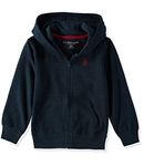 U.S. POLO ASSN. Boys' Hooded Zip Fleece Jacket, New Navy, 10/12