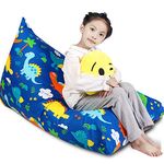 Kids Bean Bag Cover Only, Stuffed Animal Bean Bag Storage, Large Bean Bag Chair for Teens, 132cm * 79cm Beanbag Chair Cover Without Filling, Inflatable Soft Toy Storage, Blue Dinosaur