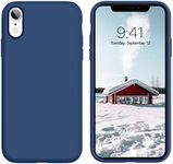 GUAGUA Case for iPhone XR, iPhone XR Case Liquid Silicone Soft Gel Rubber Slim Lightweight Microfiber Lining Cushion Texture Cover Shockproof Protective Cases for iPhone XR 6.1-inch Navy Blue