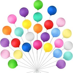 30 Pieces Balloon Cake Topper Mini Colorful Balloon Cake Picks Round Balloon Cupcake Topper Cake Decoration for Dollhouse Party Decorations Birthday Wedding (Assorted Color)
