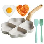 DANNEEFORSU7 Egg Pan, 4-Cup Heart Shape Nonstick Egg Frying Pan, Egg Omelette Pan, Egg Burger Pan, Multi Pancake Pan, Egg Skillet, Fried Egg Pan for Breakfast， Pancake, Suitable for All Hobs