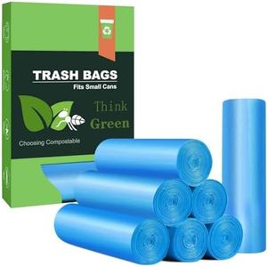 Small Trash Bags, AYOTEE 4-6 Gallon Compostable Garbage Bags, 4 Gallon Trash Bags, Unscented Leak Proof Biodegradable Bags Wastebasket Liners, Bathroom trash bags, Compost Bags (100 Counts, Blue)