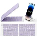 Samsers Bluetooth Foldable Keyboard, Wireless Portable Folding Keyboard, Full-Size Ultra-Slim Rechargeable Keyboard Connect Up to 3 Devices for iOS Android Windows Phone Tablet and Laptop, Purple