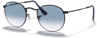 Ray-Ban RB3447 006/3F 50M Matte Black/Crystal Lens Gradient Light Blue ROUND METAL Sunglasses For Men + BUNDLE with Designer iWear Eyewear Kit