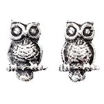 Silvadore - 925 Sterling Silver Stud Earrings Owl Bird Animal Creature Antique Vintage A887 - Butterfly Clasp - Gift Boxed