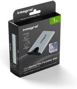 Integral SlimXpress Pro 1TB External SSD: 2000MB/s Read/Write, USB-C 3.2 Gen 2x2, Compact Aluminum Design, Plug & Play. Mac, PC, Android, XBOX, PlayStation Compatible.