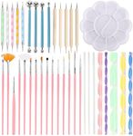 38 Pieces Detail Paint Brushes Acrylic Ball Stylus Dotting Pen Tools Set with Painting Palette for Rocks Painting, Coloring, Nail Art, Drawing and Drafting