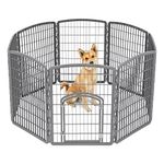 IRIS USA Dog Playpen Puppy Playpen Fence Enclosure with Door, 8-Panel, 34" H, Gray