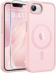 FNTCASE for iPhone 17e Case Pink: Translucent iPhone 16e Cases Compatible with MagSafe, Camera Protection & Tempered Glass Protector, 14FT Military Grade Drop Tested, Matte Skin-Friendly Cover