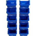 The Workplace Depot Plastic Storage Bins - Nesting Stackable Small Parts Containers - Blue Pack of 10 - 127(H) x 150(W) mm