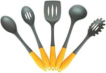 Deiss PRO 5-Piece Nylon Utensil Set — Soup Ladle, Slotted Turner, Spaghetti Server, Serving Spoon, Slotted Serving Spoon — Safe for Non-Stick Kitchen Utensils Set