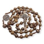 Nazareth Store Sacred Wooden Rosary St Benedict Solid Wood & Metal Beads Catholic Chaplet Saint Medal & Cross, Wood, No Gemstone For Unisex Adult