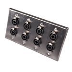 Seismic Audio SA-PLATE34 Stainless Steel Wall Plate 4 Gang with 8 XLR and 1/4-Inch Combo Connectors