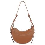 VOSTEVAS Crossbody Bag for Women Small Leather Crescent Shoulder Bag Trendy Hobo Purse Handbag with Zipper for Travel (Brown)