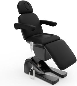 pouseayar 3 Motor Electric Chair/Bed, Aluminum Hydraulic System for Medical Treatment Exam, Facial, Spa, Eyelash, Tattoo, Podiatry Treatment Beauty Massage, Hand Remote Controlled Adjustable - Black