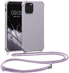 kwmobile Crossbody Case Compatible with Apple iPhone 12 / iPhone 12 Pro Case - TPU Silicone Cover with Strap - Purple Cloud