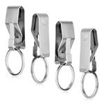 TIESOME 4pcs Belt Key Clip Key Holder, Key Rings Stainless Steel Tactical Key Holders Belt Key Chains For Men Metal Key Clip Home Office Supplies for Men Women