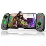 Wireless Controller for iPhone/Android, MFi RGB Bluetooth Mobile Game Gamepad for iOS/Switch Remote/Lite/PC/PS/Cloud Gaming Stretchable Joystick for iPhone 15/14/13, Direct Play (Black)