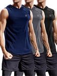 NELEUS Dry Fit Workout Athletic Muscle Tank Top Running Shirts with Hoods, 5036# 3 Pack:black,navy Blue,grey, Medium