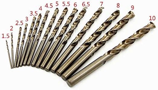 15 Piece Metric M35 Cobalt HSS Drill Bit Kit with Straight Shank for Drilling Cast Iron,Brass,Stainless Steel Woodwork Plastic and Other Hard,Materials,M35 High Speed Steel Twist Drill Bit Set