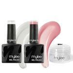 Mylee French Me Kit with Stamper – Salon Quality French Manicure at Home, Includes White & Nude Gel Nail Polish + Clear Silicone Stamping Tool
