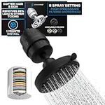 SparkPod 8 Spray Setting Filtered Showerhead - Water Filter Suitable for People with Dry Hair, Skin & Scalp, 5" Shower Head with Enhanced Formula Filter Helps to Remove Chlorine (Black Matte)