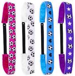 FROG SAC 4 Soccer Headbands for Girls, Adjustable Non Slip Sport Hair Bands Accessories for Kids, Stretch Elastic Athletic Head Band Pack