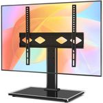 Rfiver Universal TV Stand, Table Top TV Stand for 27-60 inch LCD LED TVs, Height Adjustable TV Mount Stand with Tempered Glass Base for Home/Office, Holds up to 88 lbs, Max VESA 400 x 400mm