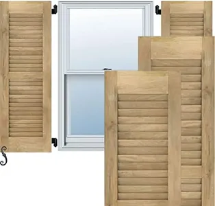 18"W x 56"H Americraft Two Equal Louver Exterior Real Wood Shutters (Per Pair), Unfinished