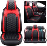 Aierxuan Car Seat Covers Front Seats Only Leather Waterproof Seat Cushion Universal for Rav4 Kia Sorento Pilot Hrv Ridgeline Odyssey Chr Ford Ranger Edge Chevy Equinox VW(2 PCS Front, Black-Red)