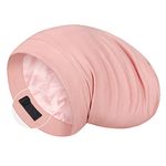 LULUSILK 100% Mulberry Silk Lined Sleep Cap Silk Bonnet for Sleeping, No More Frizzy Tangled Hair, Stay On All Night Adjustable Silk Hair Wrap for Sleeping, Pink, Pack of 1