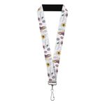 Lanyard Rapunzel Castle and Pascual with Script and Flowers White, Tangled Rapunzel, 22" x 1"