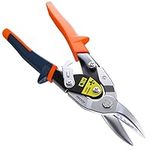 Presch Tin Snips Straight Cut - Heavy Duty Aviation Snips - Drywall Construction Tool for CW and UW Mouldings, Metal Cutting, etc. - Tin Cutter with Lever Transmission