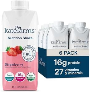 KATE FARMS Organic Nutrition Shake, Strawberry, 16g protein, 27 Vitamins and Minerals, Protein Meal Replacement Drink, Plant Based, 11 oz (6 Pack)