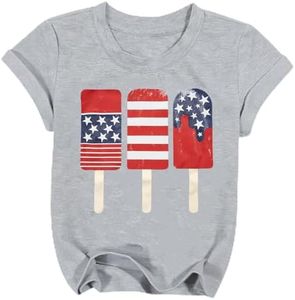 QLIPIN Toddler 4th of July Shirt Boys American Flag Popsicle Shirts Patriotic Tee USA Flag Graphic Short Sleeve Top