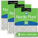 Nordic Pure 14x20x1 2x19_1/2 MERV 13 Plus Carbon Pleated AC Furnace Air Filters