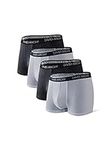 DAVID ARCHY 4 Pack Men's Ultra Soft Sports Underwear Breathable Trunks (L, Black+Light Gray)