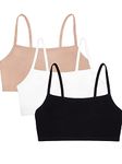 Fruit of the Loom Women's Spaghetti Strap Cotton Pullover Sports Bra, White/Sand/Black, 42