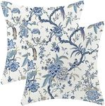 GIOPAMGO Chinoiserie Pillow Covers 18x18 Set of 2, Vintage Bule Birds Flowers Farmhouse Decorations Throw Pillow Covers Blue and White Outdoor Decorative Linen Cushion Case for Couch Sofa Home