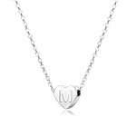 KENYG S925 Silver A-Z Capital Initial Heart Pendant Necklaces for Women Girls Lady for Christmas Birthday Graduation,Women Choker Tiny Necklaces Fashion Jewellery (M)