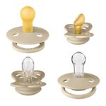 BIBS Try-it Soother 4-Pack. BPA Free, Round, Symmetrical and Orthodontic Nipple. Natural Rubber Latex, Made in Denmark. 0+ Months (Pack of 4), Vanilla