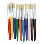 Charles Leonard CHL73210BN Creative Arts Stubby Round Brushes, Assorted Colors, 10 Per Pack, 3 Packs