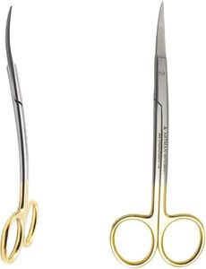 Double Curved Tungsten Carbide inserts Gold Plated handle Scissors 4.5 inch LaGrange | Dental ENT EYE DERMA Embroidery Scissors Applique Scissors for Machine Embroidery & Fabric Stitches (4.5 Inches)