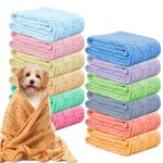 12 Pcs Dog Towels for Drying Dogs Soft Microfiber Puppy Towel Cat Towel Quick Drying Puppy Bathing Supplies Absorbent Pet Bath Towels for Small Dog Cat Grooming Bathing Shower Beach 19.5 '' x 39.5"