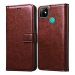 Casotec Flip Cover for Itel Vision 1 | Premium Leather Finish | Inbuilt Pockets & Stand | Flip Case for Itel Vision 1 (Brown)