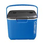 COLEMAN 30QT Excursion Ice Box, 28L, large cooler box with strong handle, holds 38 cans and 2L bottles upright, blue